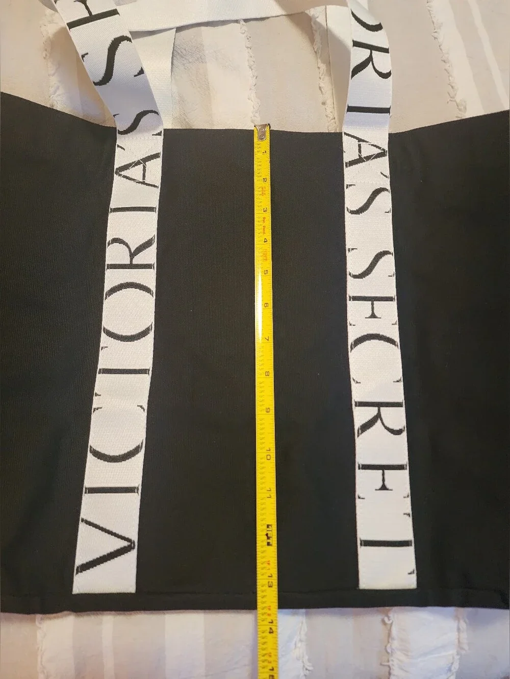 Victoria's Secret Black Tote with White Logo Straps